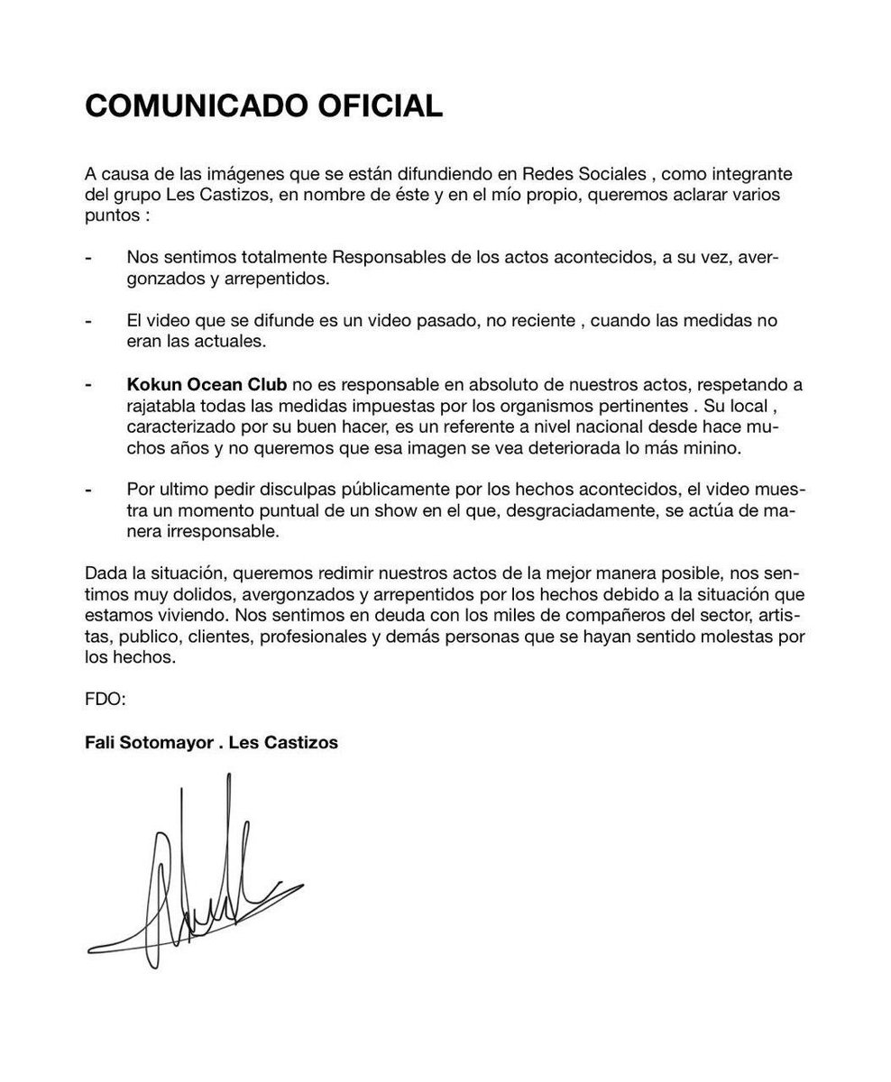 Comunicado de Les Castizos después de su desafortunada actuación en Kokun Beach Club